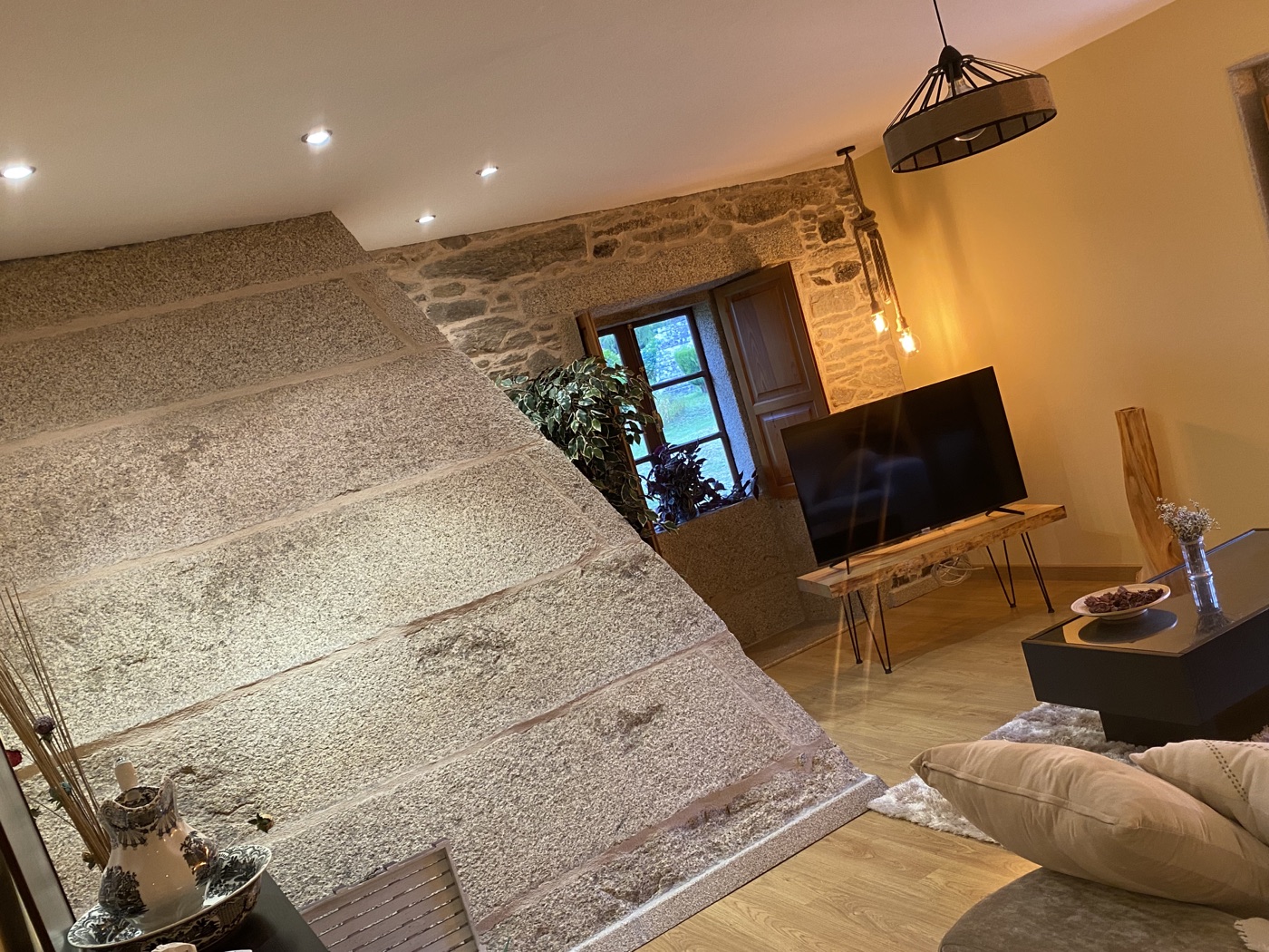 Salón amplio para compartir tiempo juntos en A Casa do Muiñeiro